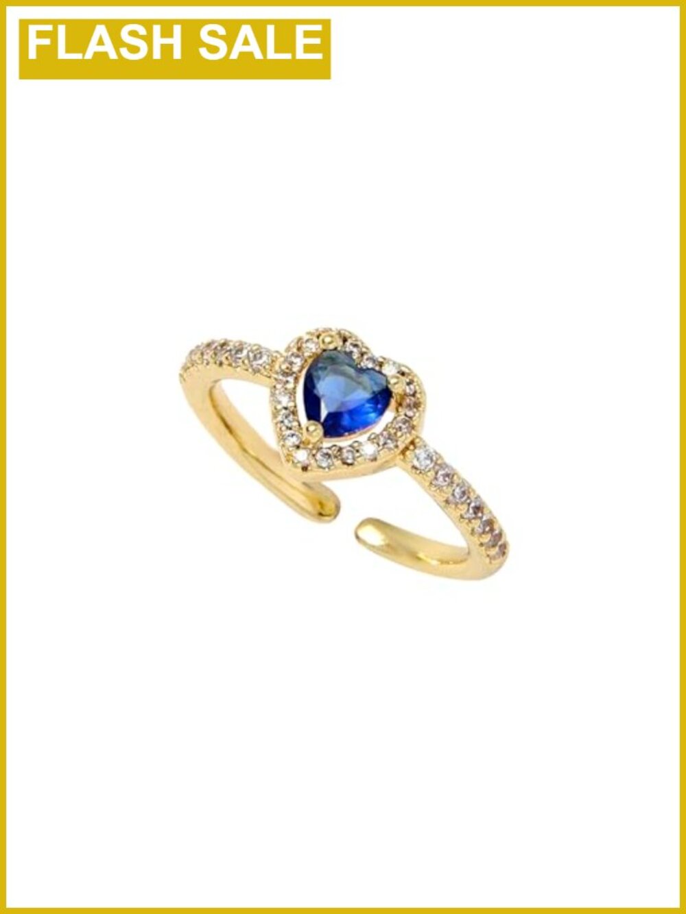 14k Gold Plated Adjustable Birthstone Heart Ring Cubic Zirconia Stackable
